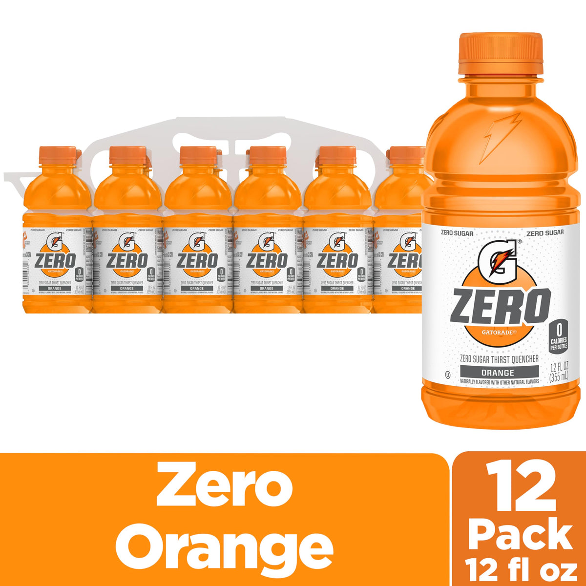Gatorade Zero Sugar - Orange / 12 Fl Oz (Pack of 12) / Orange Sports Drinks
