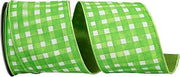 Reliant Ribbon Watercolor Check Deluxe Dupioni Backed Wired Edge Ribbon, Green