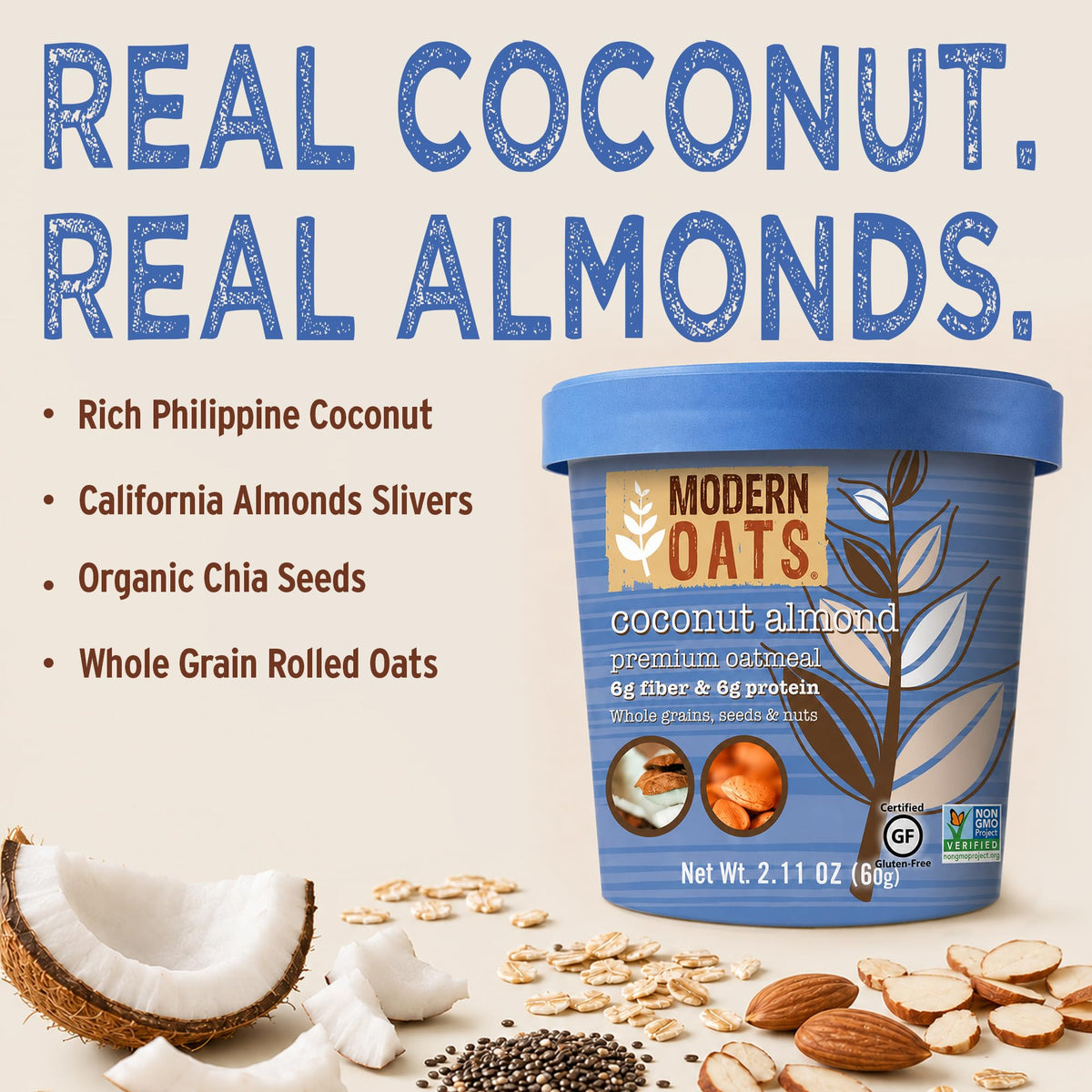 Modern Oats Coconut Almond / 2.11 Ounce (Pack of 12) / 1 Breakfast Foods
