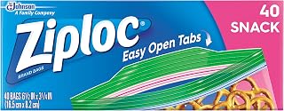 SC Johnson Ziploc Snack Bags, Easy Open Tabs, Ideal for packing cookies, fruits, vegetables, chips and more, 40 Count