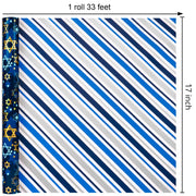 Maypluss Star of David Wrapping Paper, Metallic Foil Navy Blue, 17 Inch x 33 Feet