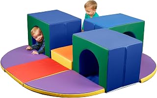 ECR4Kids SoftZone Triple Tunnel Maze, Toddler Playset, Assorted, 9-Piece