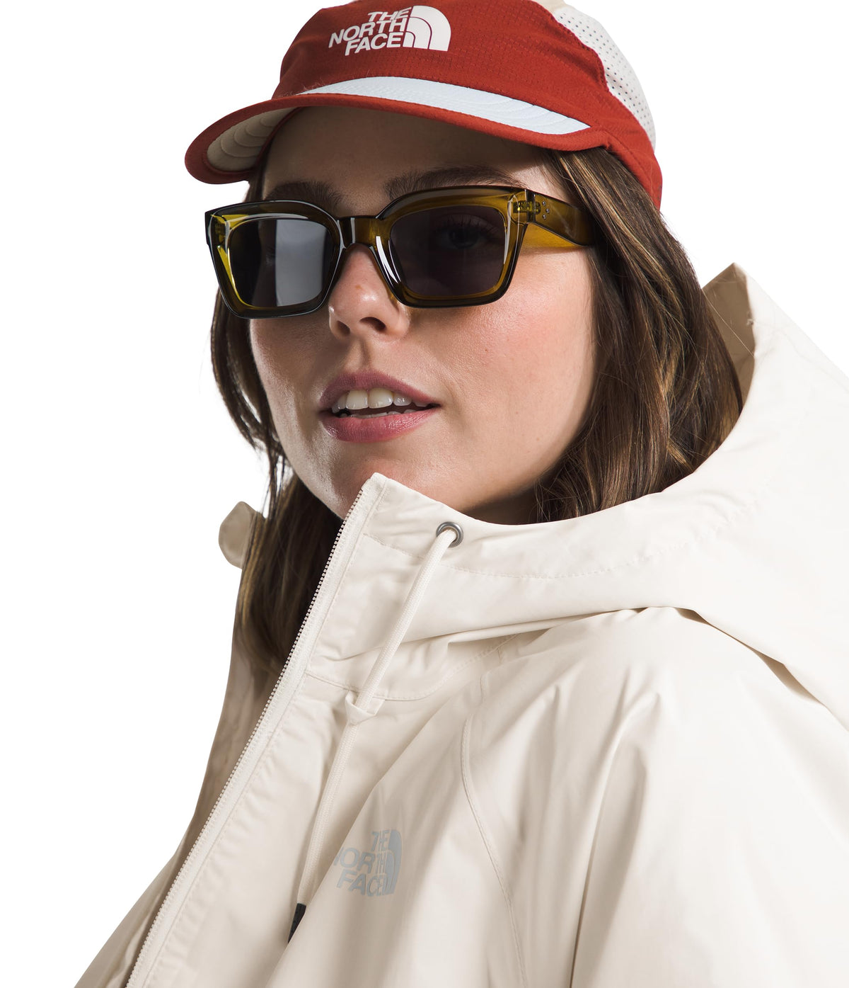 Women's Antora Rain Hoodie by The North Face – Medium, Polyester, White Dune, Model NF0A7QF1