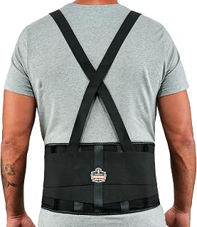 Ergodyne ProFlex 100 Back Support Brace, 8" Spandex Belt, Adjustable, Removeable Straps (RA5762) , Black , XL
