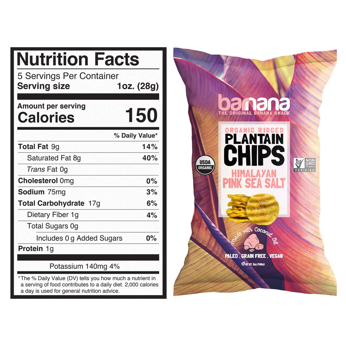 Barnana Himalayan Pink Sea Salt / 5 Ounce (Pack of 8) / 1 Dried Banana Chips