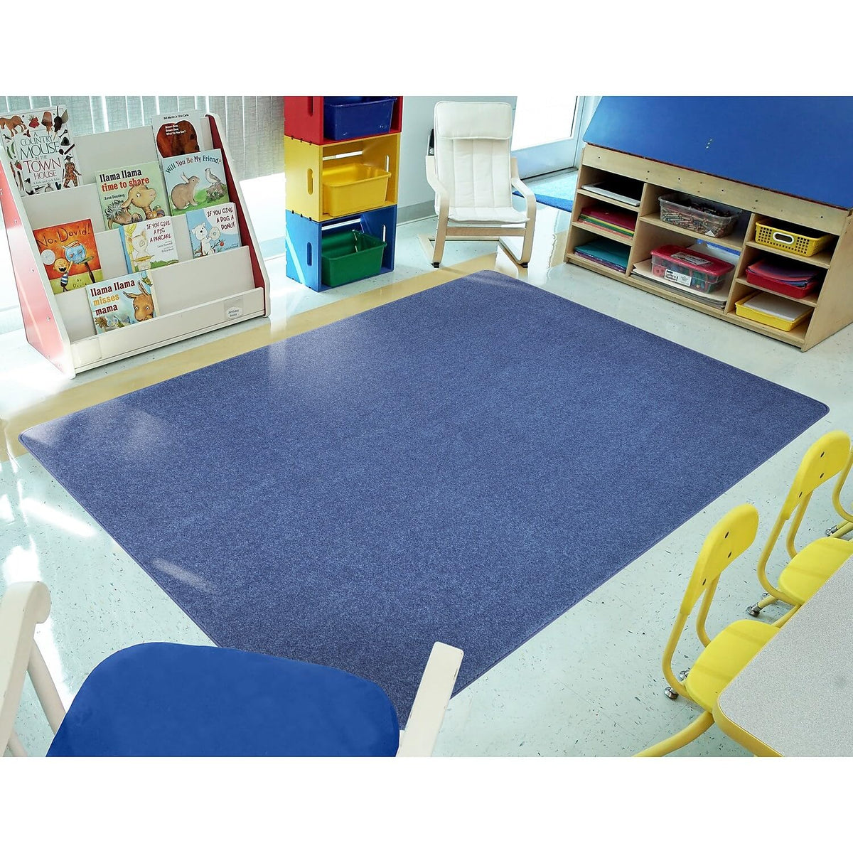 Just Kidding Solid Color Area Rugs by Joy Carpets – 6' x 9' (Rectangular), Polyester, Cobalt Blue, Model 623Q-01