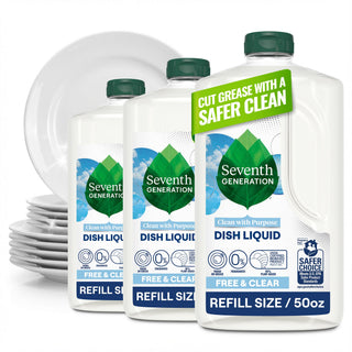 Dish Soap Refill by Seventh Generation – 50 Fl Oz (Pack of 3), Bamboo, Clear, Pack of 3, Model 10732913451514