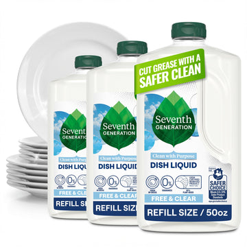 Dish Soap Refill by Seventh Generation – 50 Fl Oz (Pack of 3), Bamboo, Clear, Pack of 3, Model 10732913451514