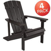 Charlestown Indoor/Outdoor Faux Wood Adirondack Chairs by Flash Furniture – Set of 4, Polyresin, Slate Gray, Model 4-JJ-C14501-SLT-GG
