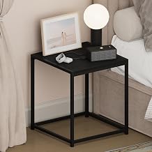 Furinno CAMNUS Night Stand, Metal Frame Nightstand, Toolless Side Table, End Table, Bedside Table, for Living Room, Bedroom, Americano