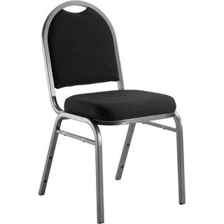 Dome-Back Stacking Chairs by National Public Seating – Steel and Fabric, Black, Model 9260-SV