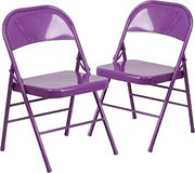 Flash Furniture Hercules Metal Folding Chair, 2-Pack | Triple Braced, Double-Hinged