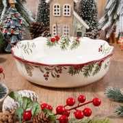 Whaline Holly Berry Ceramic Bowl, 8.7 Inch, Red Green