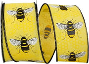 Reliant Ribbon Honeybee Linen Wired Edge Rd Ribbon, 2-1/2 Inch X 10 Yards, Yellow
