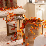 CQURE Fall Leaf Garland, 98 Ft Total, Orange Maple Leaves