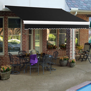 Retractable Awning Right Motor 18'W x 10'D x 10" H Black by Awntech – Aluminum, Black, Model KWR18-K