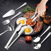 Gisly Serving Utensil Set, 12 Piece Stainless Steel, Silver
