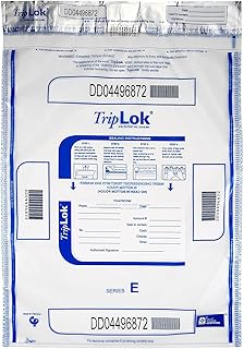 ControlTek TripLOK Tamper-Evident Deposit Bags for Cash Handling & Valuables, Moisture, Heat and Cold Sensitive Ink , Tear-off receipt + Large Barcodes, 15" x 20", Clear with Pocket, 50 Bags 585051