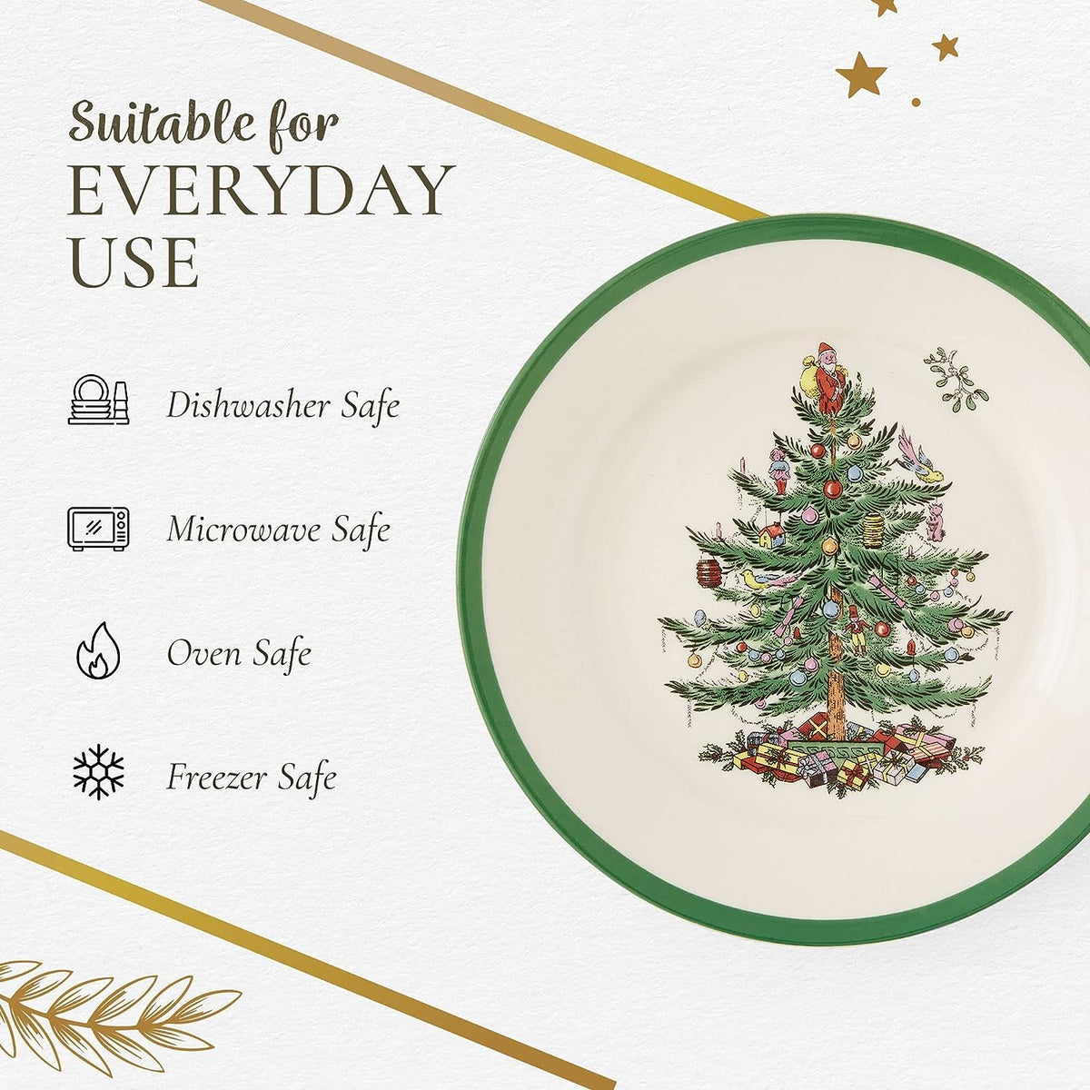 Spode Christmas Tree Salad Plates, Set of 4, 8 Inch