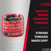 E-Z LOK M12-1.75 Internal Threads, 3/4-10 External Threads, 16.66 mm Length / 21/32" / Red Thread Locking Inserts
