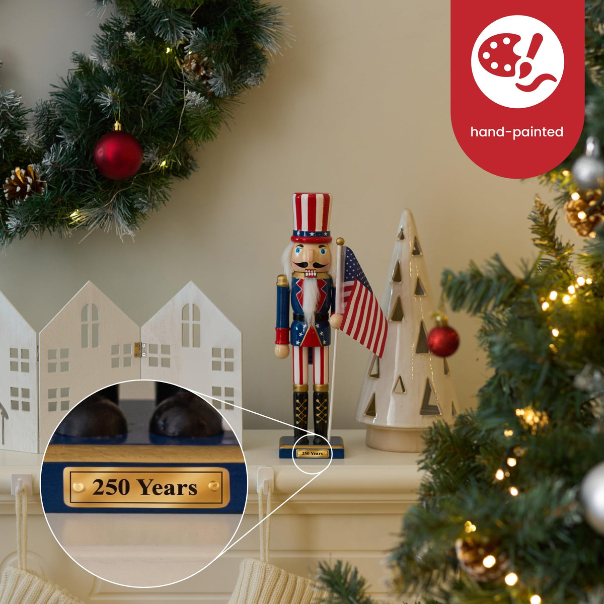 The Twiddlers Wooden Nutcracker, 12 Inch, Uncle Sam 250th Anniversary
