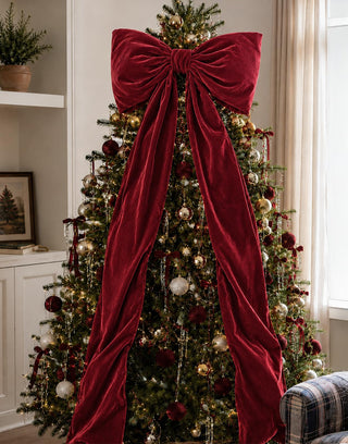 Oriental Cherry Giant Velvet Bow, 6 Feet Long, Red