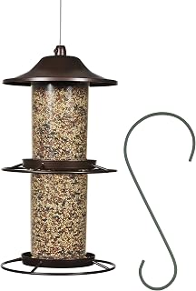 Perky-Pet Large 2-Tier Panorama Wild Bird Outdoor Feeder with Hanging Hook - 325SCOMBO-1SR - 4.5 lb Seed Capacity - Durable Construction - Versatile Hanging with Included Hook