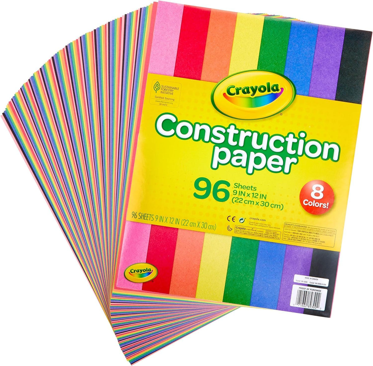 Construction Paper 96 Sheets - Pack of by Crayola – 9" x 12" (Pack of 2), Paper, Multiple Color, Pack of 2, Model 99-3000
