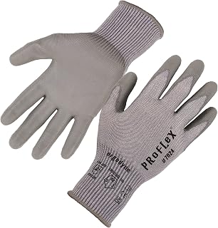 Ergodyne ProFlex 7024 Cut Resistant Work Gloves, ANSI A2, PU Coated Palms for Flexible No Slip Grip, Abrasion Resistant, 13g, Touchscreen Capable, Gray, Extra Large
