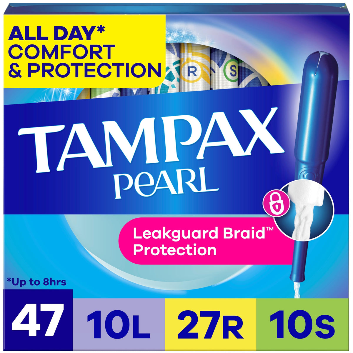 Pearl Tampons for Women Multipack by Tampax – Light/Regular/Super, Plastic, 47 Count, Model 7301000923
