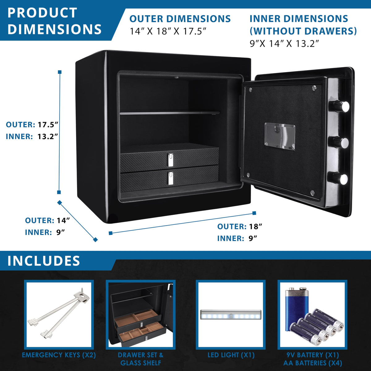 White Keypad Dark Interior Jewelry Safe by Barska – 1.01 cubic_feet, Alloy Steel, Black, Model AX12732