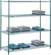 Nexel Poly-Green, 4 Tier, Wire Shelving Starter Unit, 60"W x 21"D x 54"H
