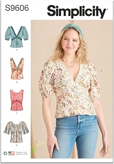 Simplicity S9606 Women's Semi-Fitted Blouse Sewing Pattern, Sizes 6-14