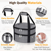 MIAOJIE Insulated Casserole Carrier, Double Layer Round, Gray