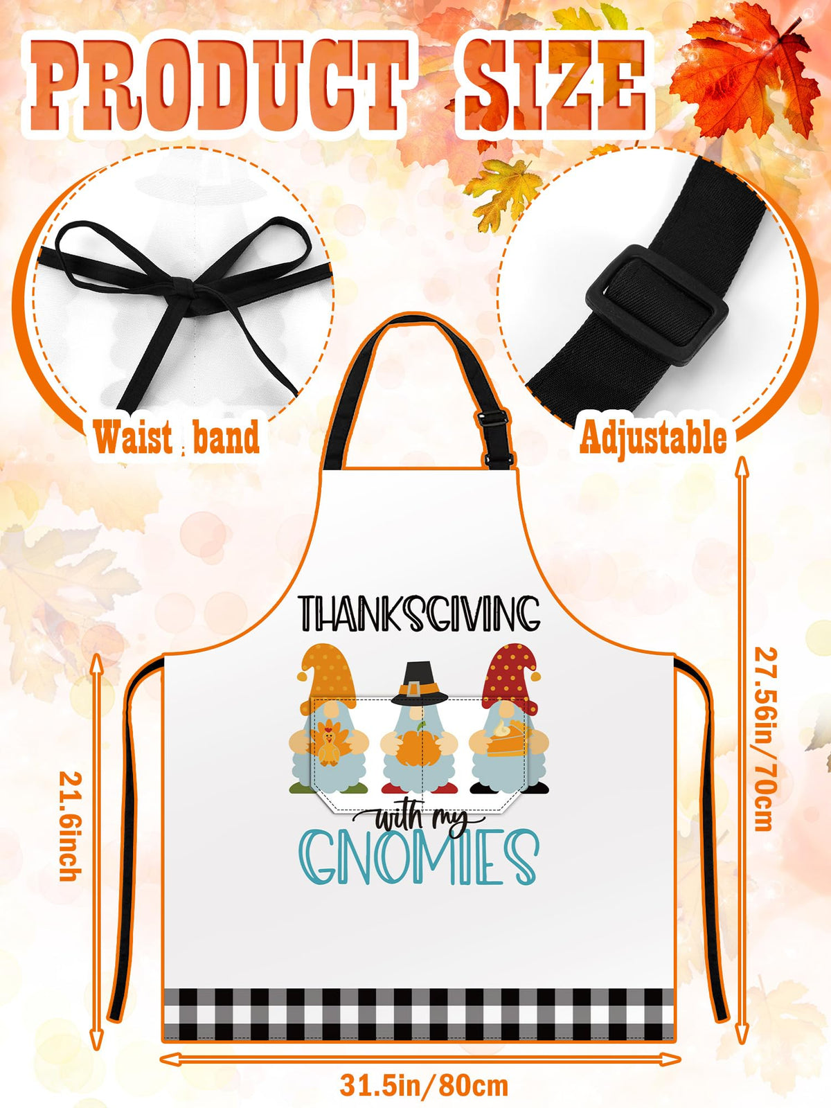 Geetery Thanksgiving Aprons with Pockets, 4 Pack, Black White Turkey