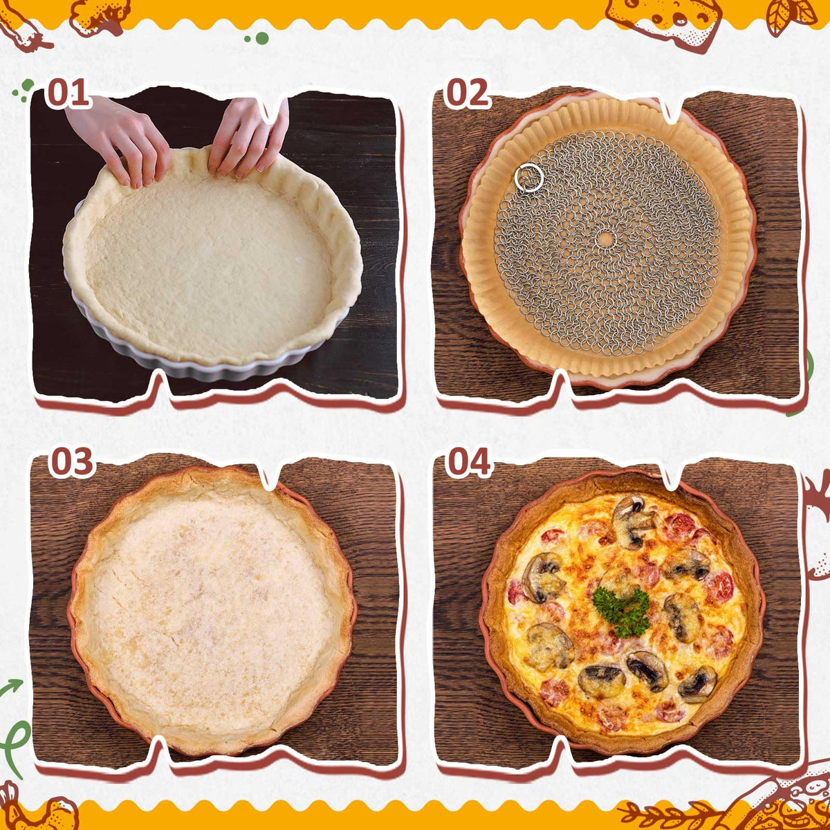 Patelai Stainless Steel Pie Weight with Disposable Liners, 8 Inch, 1 Weight and 50 Liners