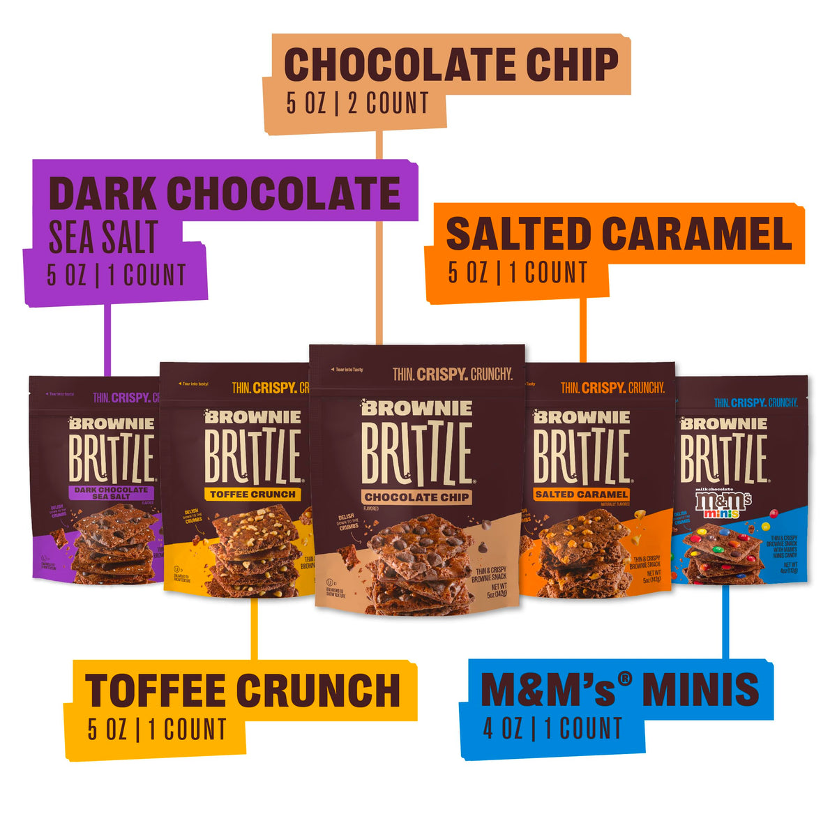 Brownie Brittle Variety Pack / 5 Ounce (Pack of 6) / Assorted Brittle