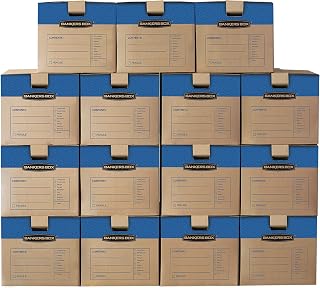 Bankers Box 15-Pack Medium Prime HD Moving Boxes with Reinforced Handles | Upgrade moving day with Prime boxes featuring attached lids, strong handles, and fast setup.