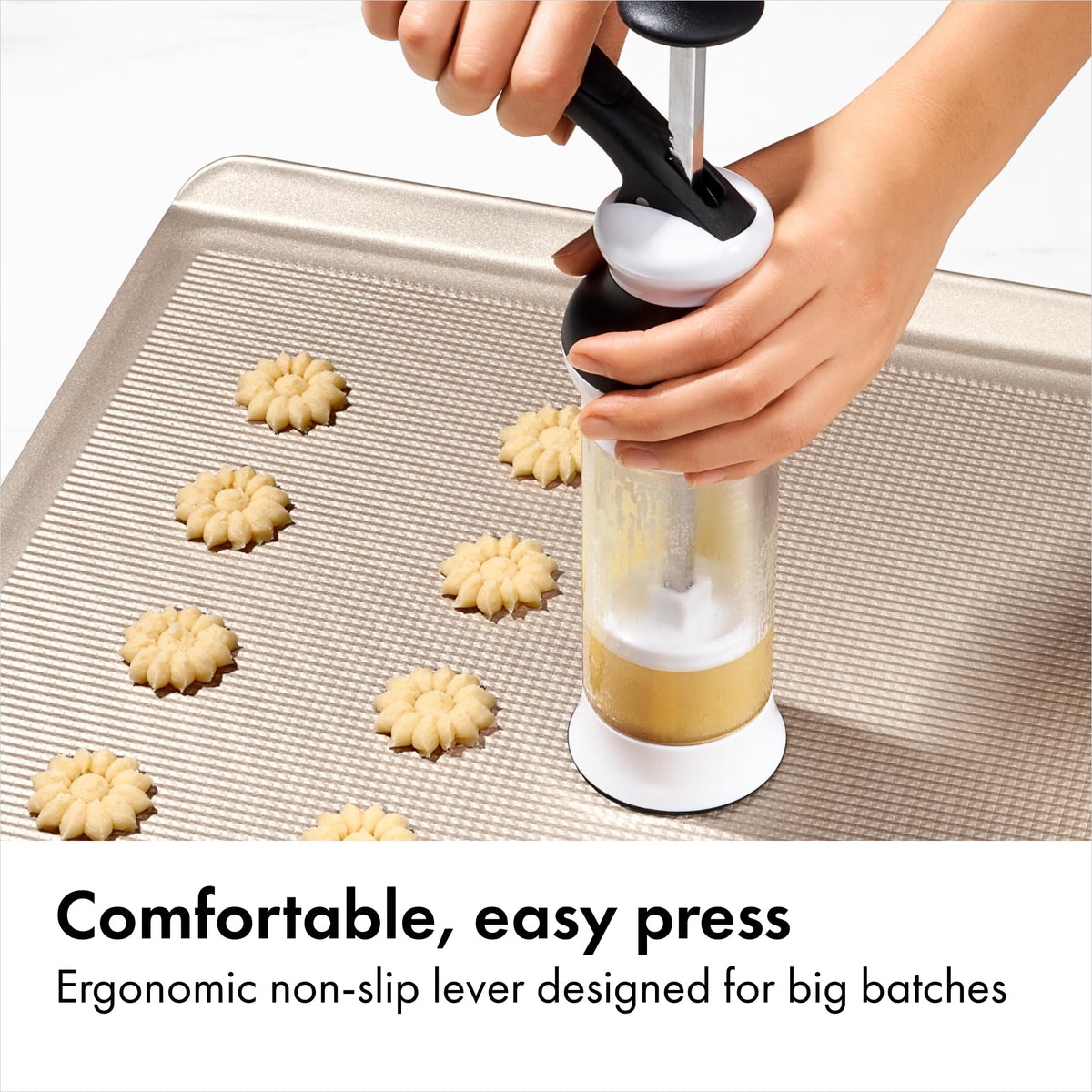 Good Grips 14-Piece Cookie Press Set by OXO – 100 (Pack of 2), Plastic, Negro, Pack of 2, Model 1257580V5