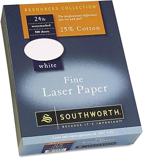 Southworth 3172410 25% Cotton Laser Paper White 24 lbs. Smooth Finish 8-1/2 x 11 500/Box