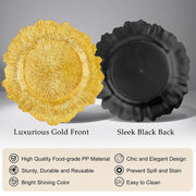 Osgevei Charger Plates, 13 Inch Round Plastic, 100 Gold