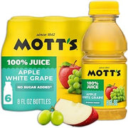 Mott's 100% Apple White Grape Juice, 8 fl oz bottles, 6 pack