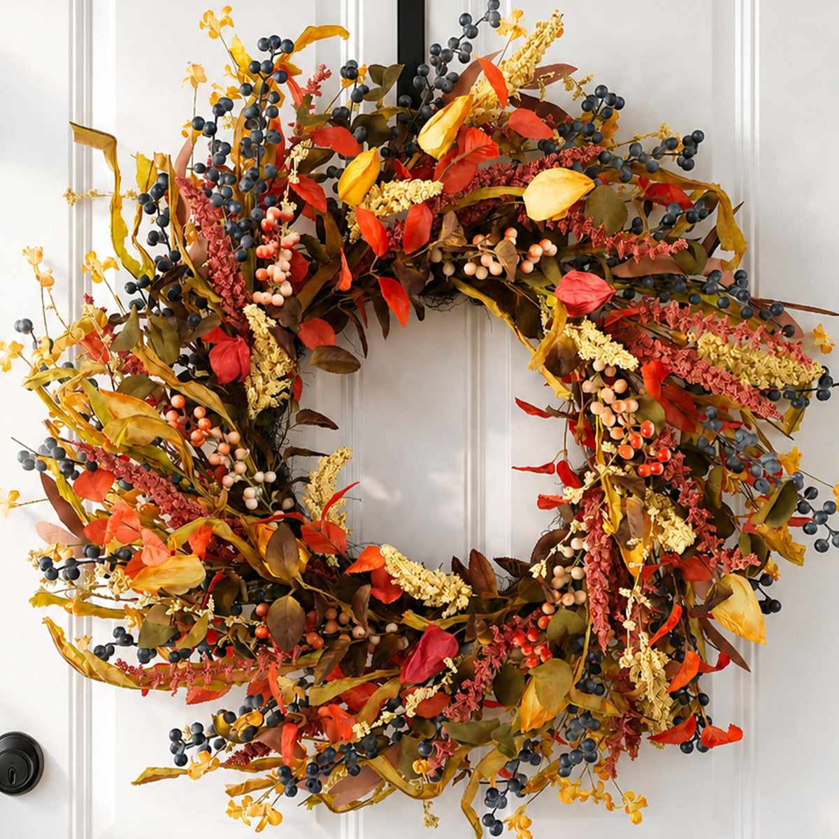 Walasis Fall Wreath, 26 Inch Diameter, Wheat and Berry