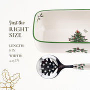 Spode Christmas Tree Cranberry Server with Spoon, Porcelain, Multicolor