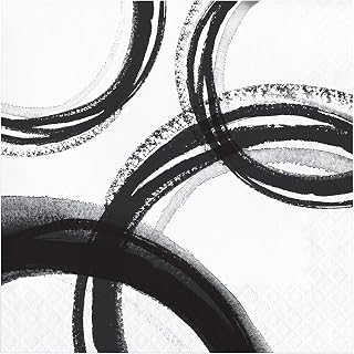 Creative Converting Black and White Mod Napkins, 6.5"