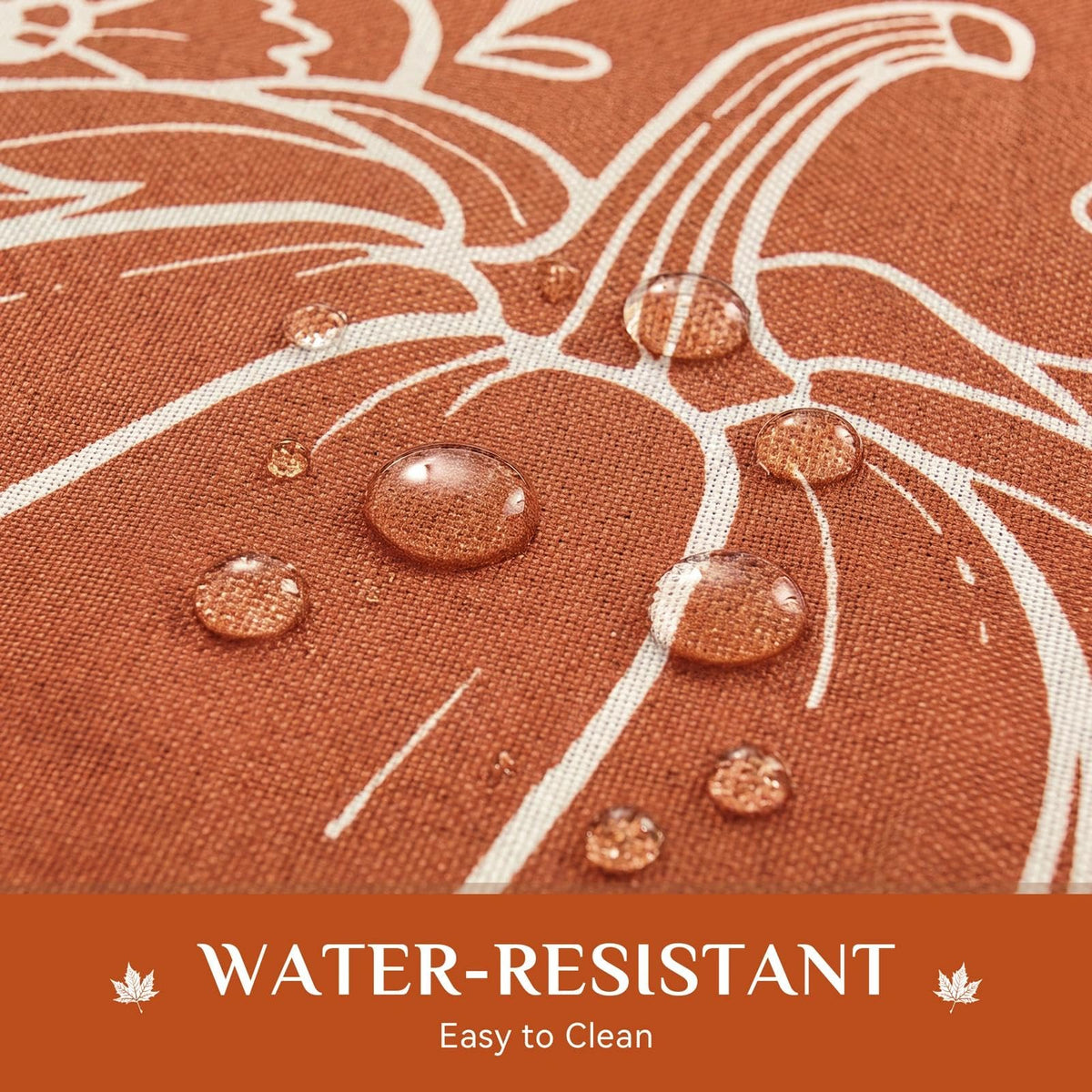 Softalker Faux Linen Fall Tablecloth, 60x104 Inch Rectangle, Pumpkin & Leaf