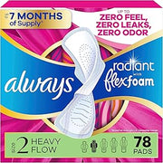 Radiant Feminine Pads for Women by Always – Heavy (Size 2), Foam, White, Model 4332404264