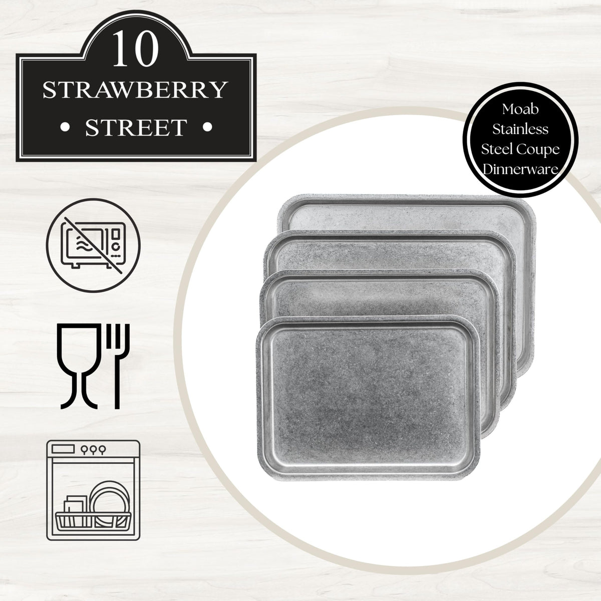 10 Strawberry Street 10 x 14" / Stainless Steel / 1 Dinner Plates