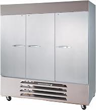 Beverage-Air HBR72-1-S 75" Horizon Series Three Section Solid Door Reach-In Refrigerator 72 cu.ft. Capacity Stainless Steel Exterior and Interior with Bottom Mounted