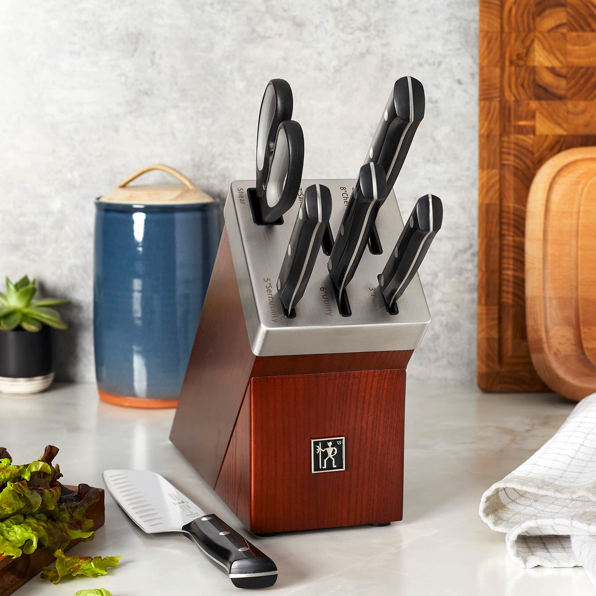 Dynamic Razor-Sharp 7-Piece Knife Set by HENCKELS – 7-pc, Stainless Steel, Brown, Pack of 7, Model 1025353